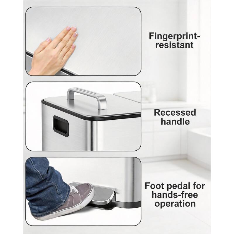 3 Compartments Trash Can, with Lids Airtight