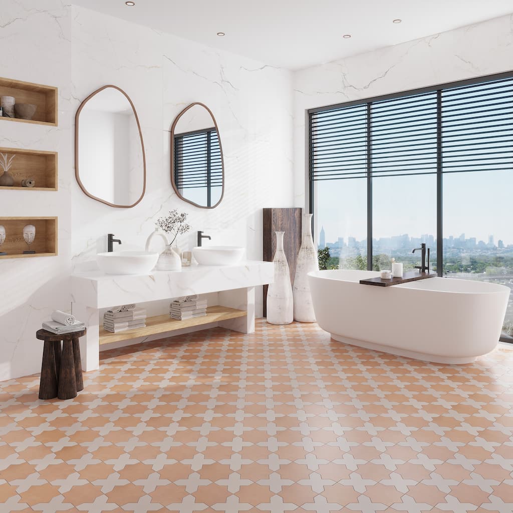 Seville 7" Star with 5" Cross Matte Porcelain Wall and Floor Tile (10.62 sq ft/case) - 68 Pack