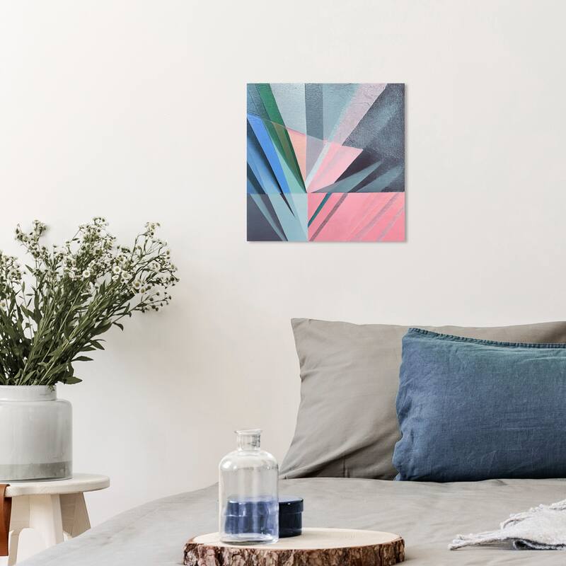 Wynwood Studio Abstract Geos Morning Blue and Modern & Contemporary Wall Art Canvas Print - 12 x 12