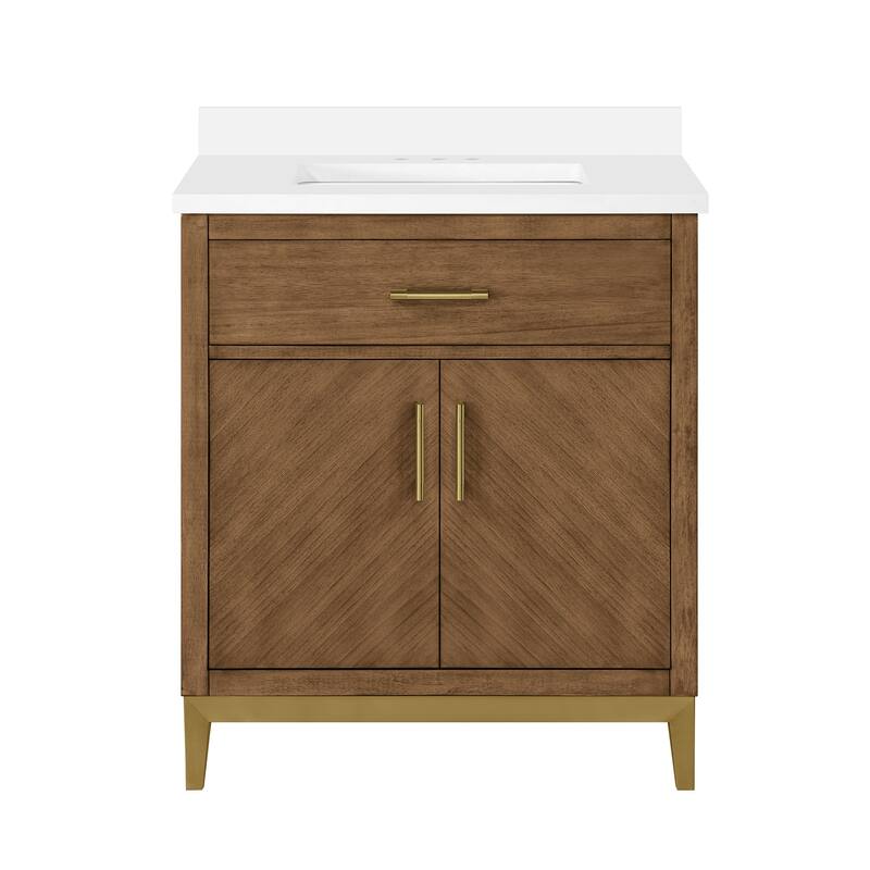 Diya Undermount Single Sink Bathroom Vanity with White Engineered Marble Top