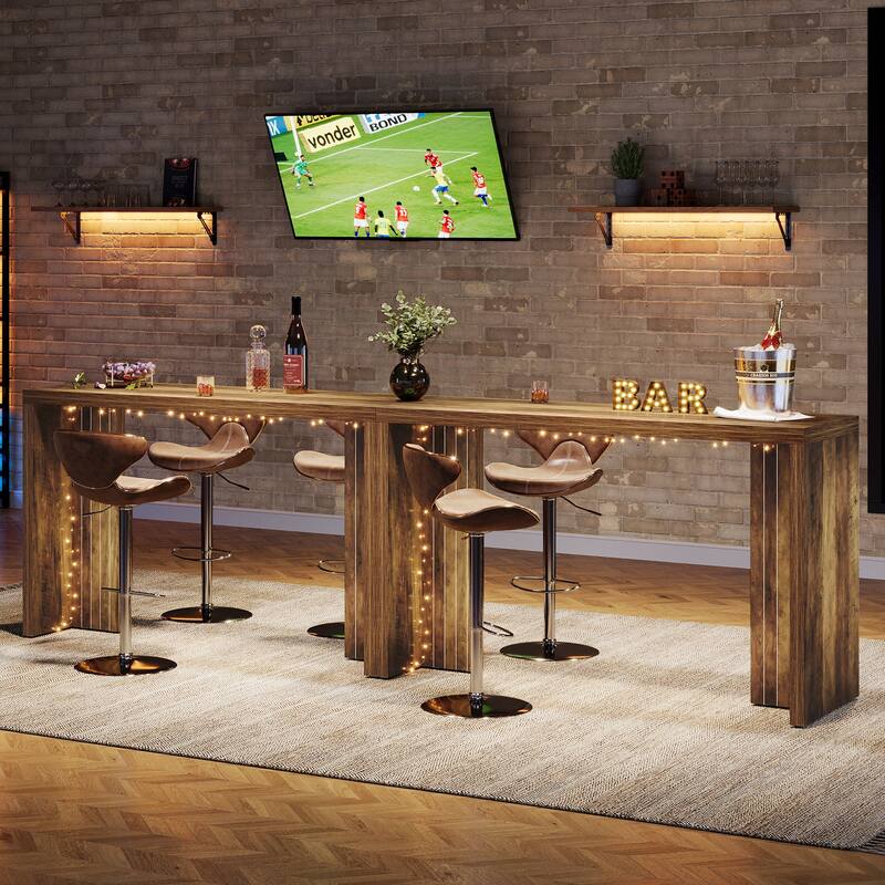 Home Bar Unit, 55.12-Inch Bar Table with Large Tabletop - 55.12" L x 19.69" W x 35.83" H