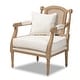 preview thumbnail 2 of 17, Clemence French Provincial Fabric Upholstered Wood Armchair Ivory