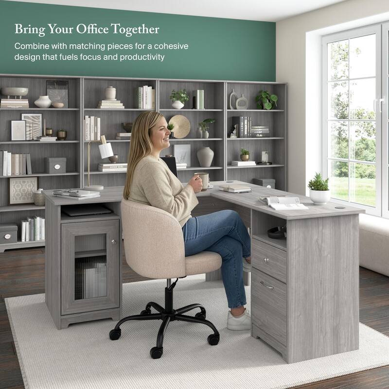 Cabot 60W L Shaped Computer Desk with Storage by Bush Furniture