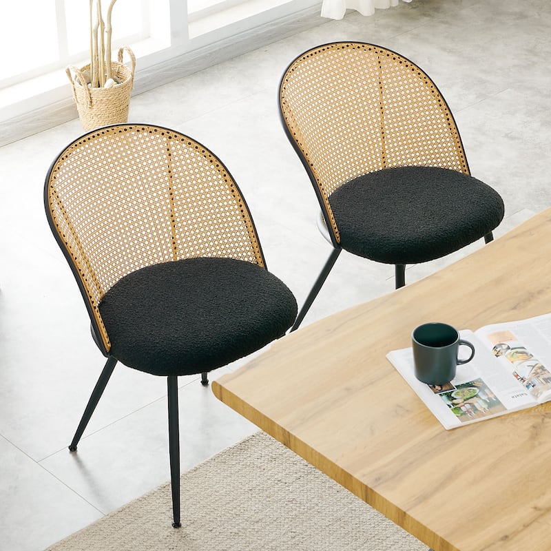 Modern Upholstered Rattan Dining Chairs Set of 2/4