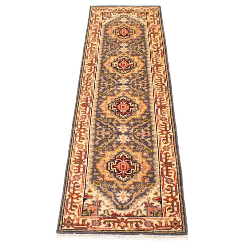 ECARPETGALLERY Hand-knotted Serapi Heritage Purple Wool Rug - 2'5 x 9'7