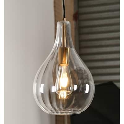 Coria Mid-century Modern Teardrop Fluted Glass Kitchen Island Pendant Lights - D 8.3" x H 13.8"