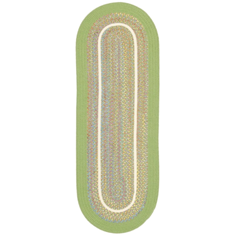 Rhody Rug Kid's Place Indoor/Outdoor Braided Area Rug - Lime - 2' x 6' Runner