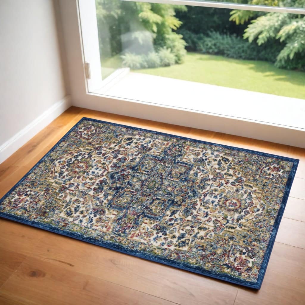 Power Loomed Distressed Floral Traditional Non Skid Area Rug - 48' X '24' X '0.5