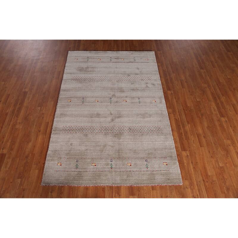 Gabbeh Indian Area Rug Handmade Multi-Color Wool Carpet - 5'0" x 7'9"