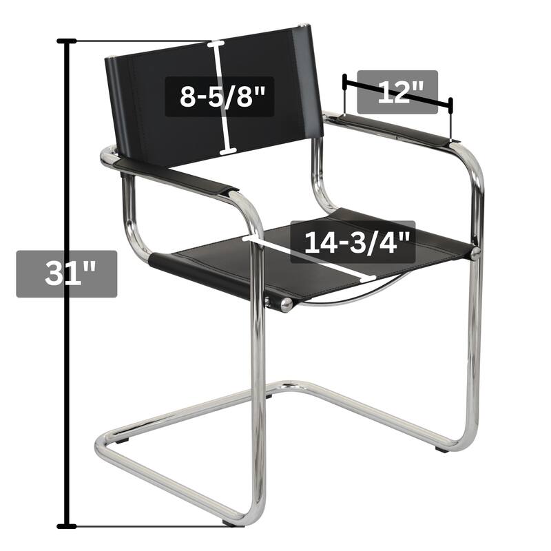 Breuer Chair Company Mart Stam Cantilever Armchair Arm Chair w/ Chrome Frame (Various Bonded Leather Colors)