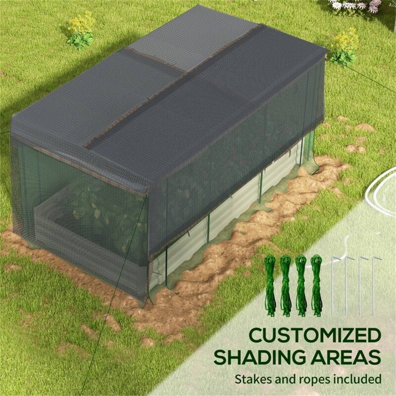 Large Galvanized Steel Raised Garden Bed with Crop Cage Shade and Cloth Zippered Access