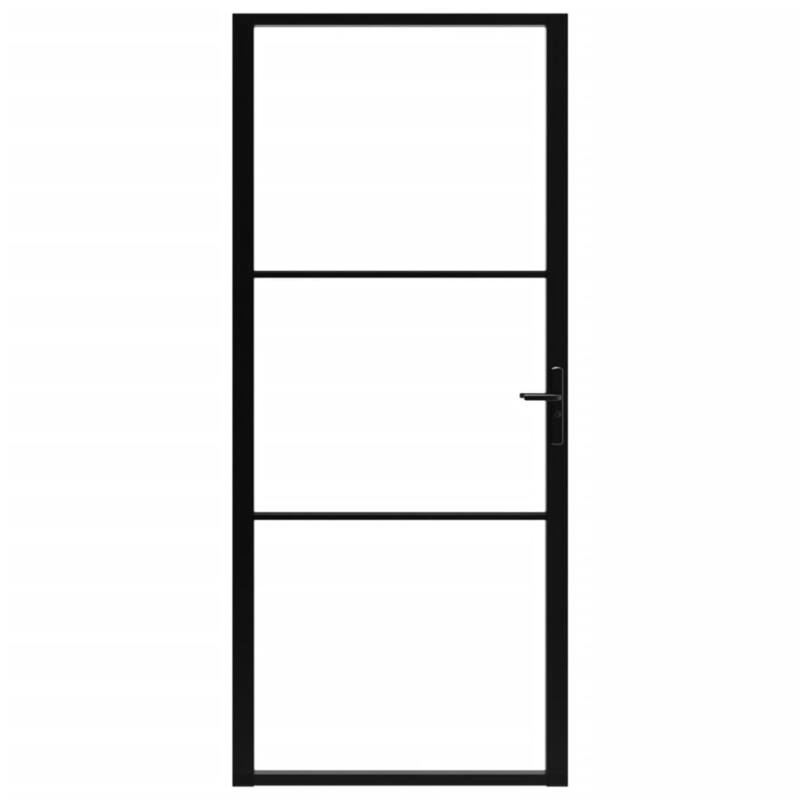 vidaXL Glass Door Interior Door with Alloy Handle ESG Glass and Aluminum Black