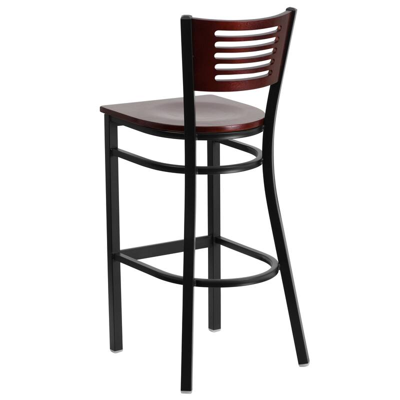 2 Pk. Hercules Series Decorative Slat Back Metal Restaurant Barstool - 19.75"W x 20"D x 43"H - 19.75"W x 20"D x 43"H