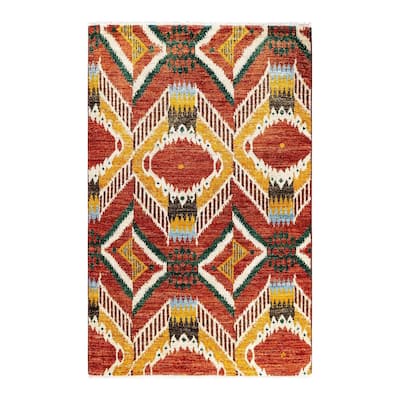 Contemporary Overdyed Wool Hand Knotted Area Rug - 4' 1" x 6' 3"