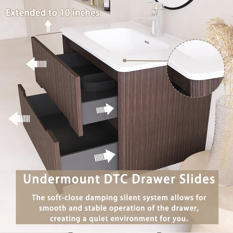 Emma 30 inch Wall-Mounted Bathroom Vanity Set with Integrated Ceramic Sink - 30"x18"x20"