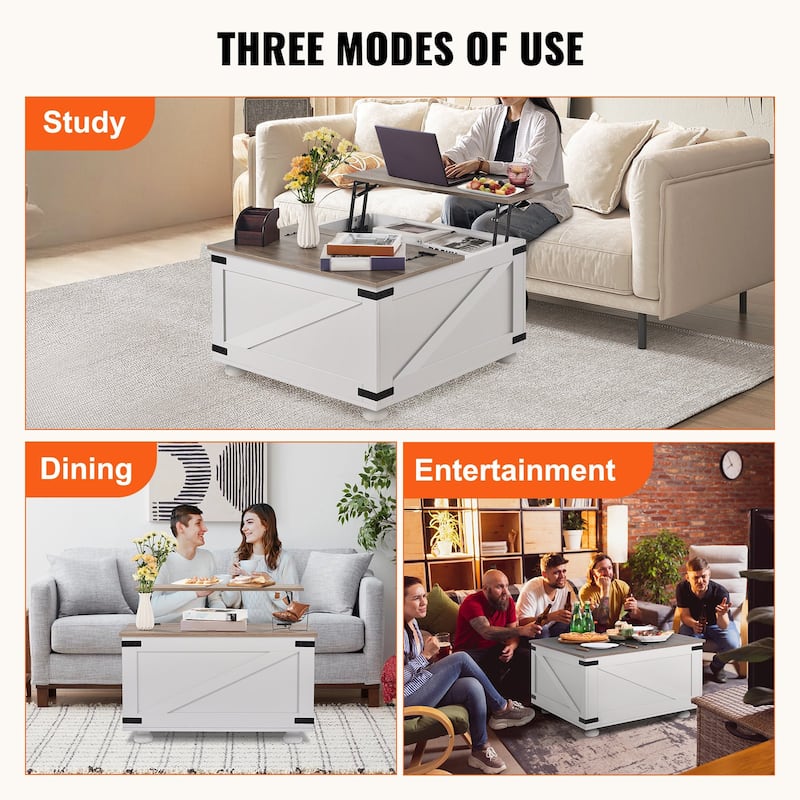 31.5" Hinged Lift Top Coffee Square Table with Storage Compartment Ideal for Everyday Use - 31.5” x 31.5” x 18.3”
