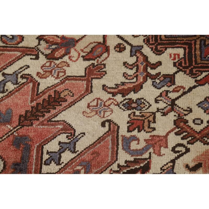 Traditional Geometric Heriz Persian Area Rug Hand-knotted Wool Carpet - 8'0" x 11'1"