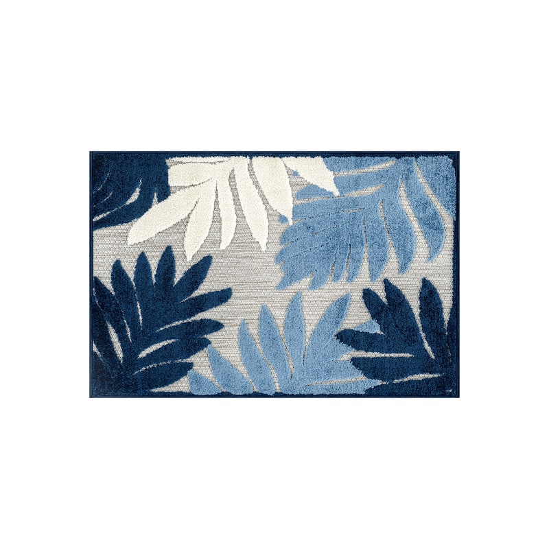 World Rug Gallery Indoor/Outdoor High-Low Textured Area Rug, Palm Easy-Clean Patio Rug