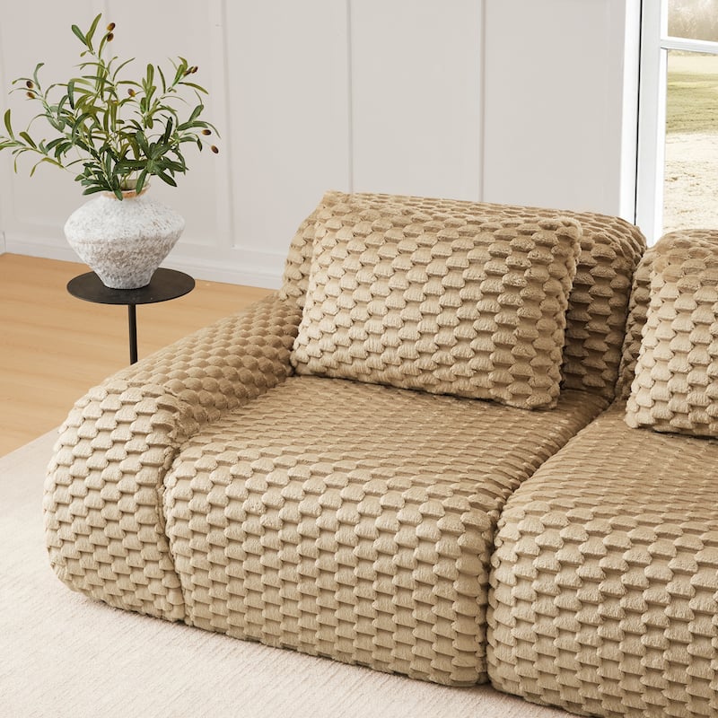 82" Modern Modular Sectional Sofa, Oversized 2-Seater Couch with Deep Seat, Flannelette Fabric Boneless Sofa