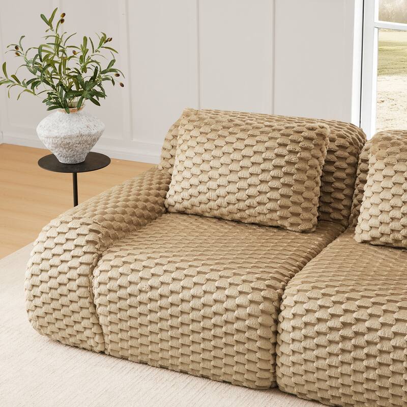 Floor Cloud Sectional Couch, Boneless Sofa for Living Room, Modular Sectional Sofa with Deep Seat, No Assembly Required