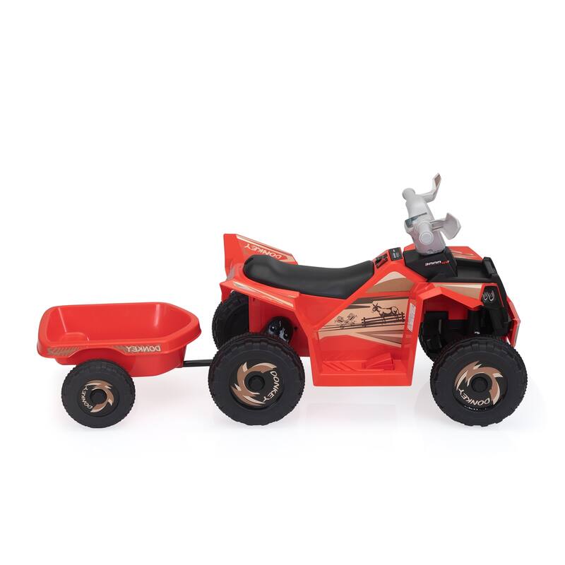 Electric 6V ATV Ride-On for Kids with Trailer, Bluetooth, Music, and Power Display, White, Ages 3-6