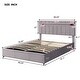 preview thumbnail 14 of 12, Grey Bed Queen Size with LED Light Bluetooth Player and USB Charging