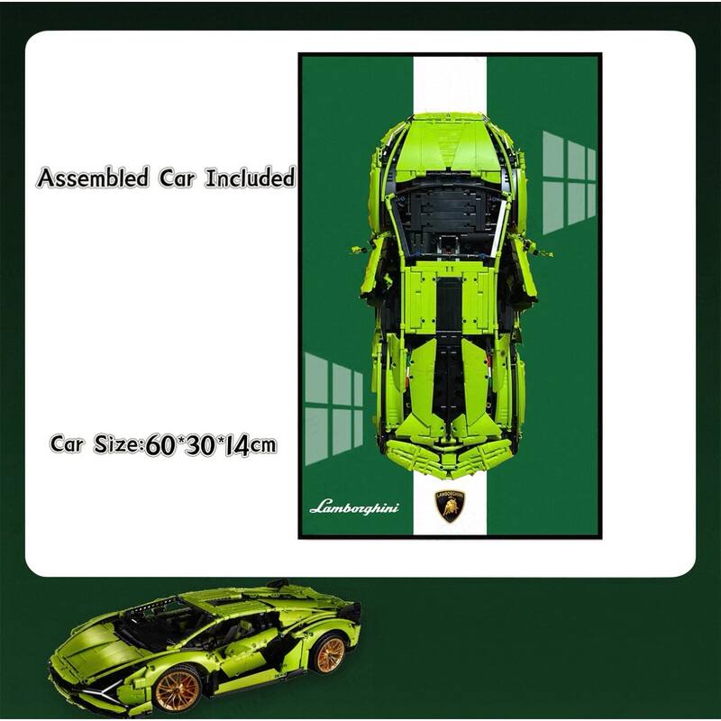 Assembled Building Block Car With Poster Display, Wall Art - 24 x 36