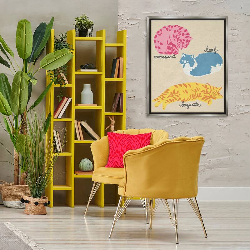 Stupell Funny Relaxing Cat Shapes Framed Floater Canvas Wall Art Design By June Erica Vess