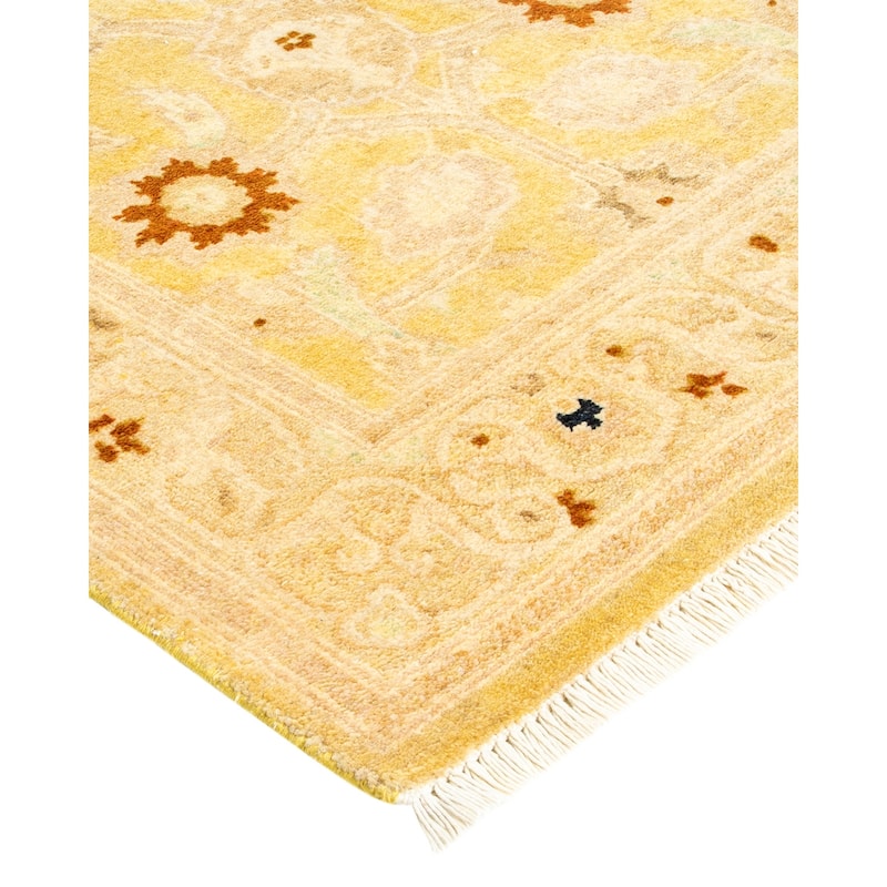 Overton Handknotted Wool Contemporary Floral Green Runner