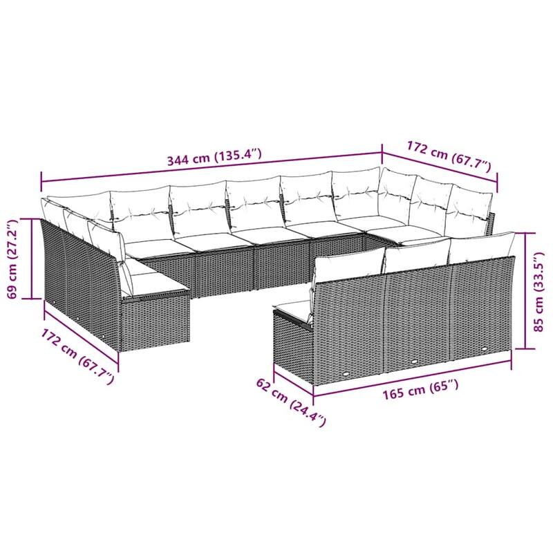 vidaXL Garden Sofa Set Black