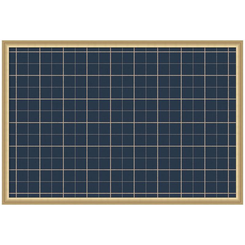 Kate and Laurel Framed Fabric Pinboard Navy Blue Plaid Wall Organization - 38 x 26 - Gold