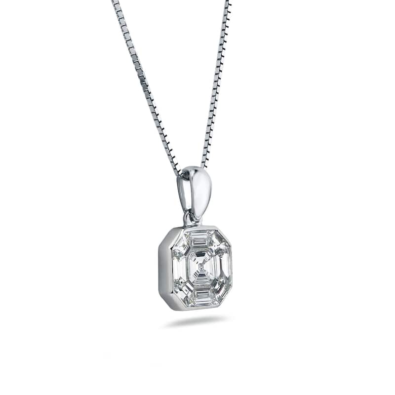 Auriya 5/8ctw Asscher-Cut Diamond Necklace 14-karat White Gold (G-H, VS1-VS2)