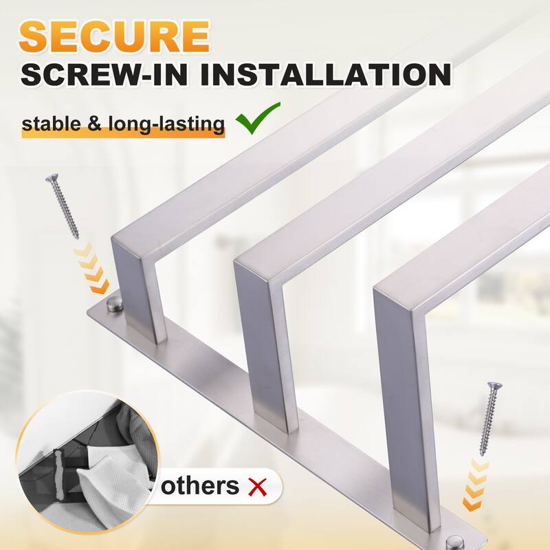 WOWOW Modern Wall-Mounted Stainless Steel Tiered Three-Tier Towel Rack