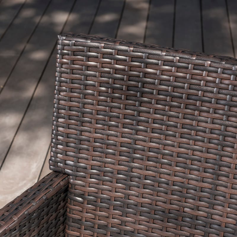 Reese Outdoor 7-piece Rectangular Wicker Wood Dining Set with Cushions by Christopher Knight Home