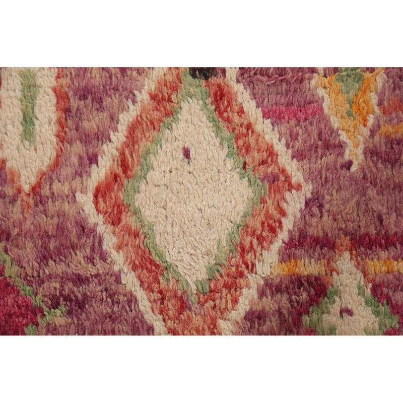 Tribal Geometric Moroccan Oriental Wool Runner Rug Hand-knotted Carpet - 2'6" x 12'7"