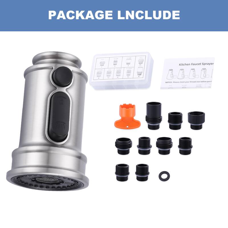WOWOW Pull Down Kitchen Faucet Spray Head with 9 Adapters Kit