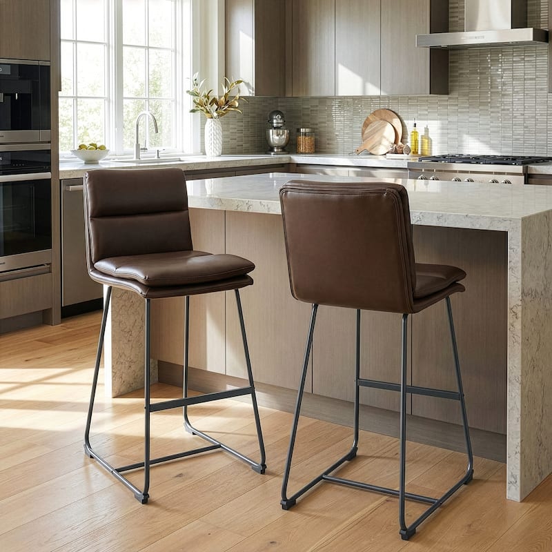 Set of 2 Aulani Upholstered Metal Frame Counter Stool