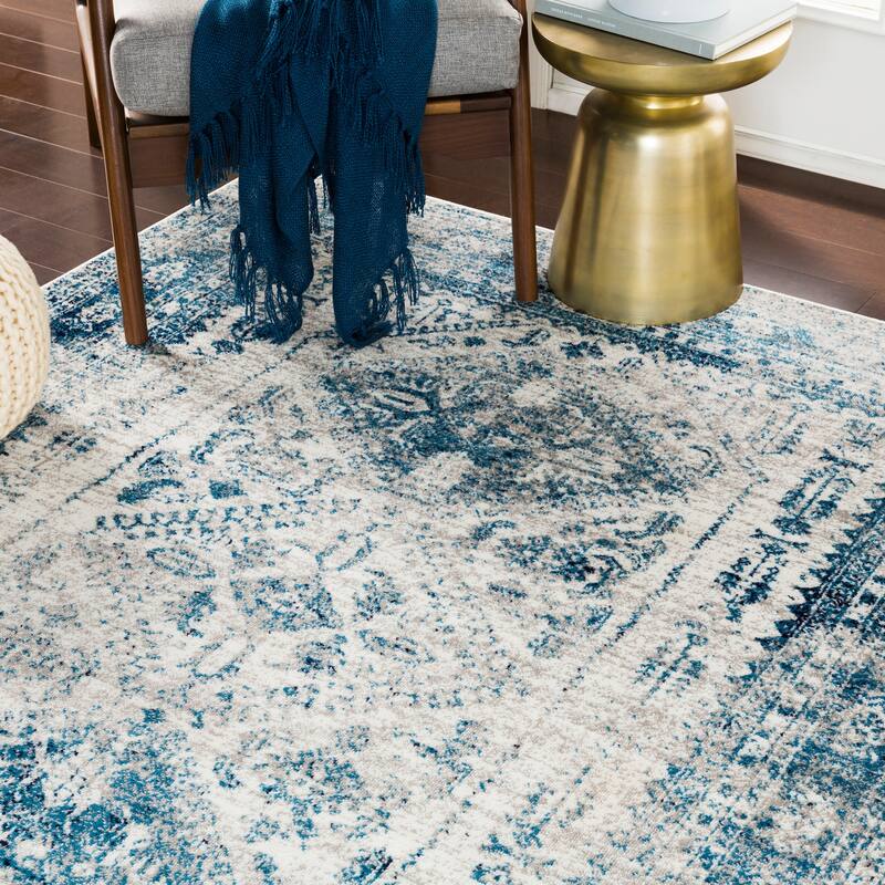 Artistic Weavers Evry Vintage Heriz Area Rug - 3'11" x 5'7" - Sky Blue