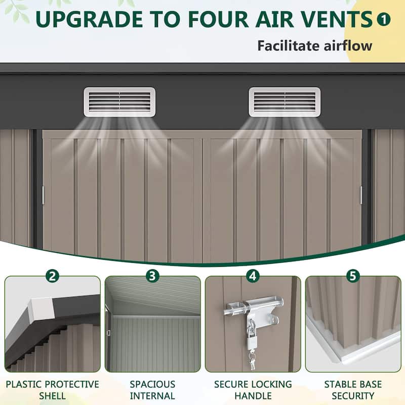 Upgrade 6 ft. W x 4 ft. D Galvanized Steel Outdoor Metal Storage Shed