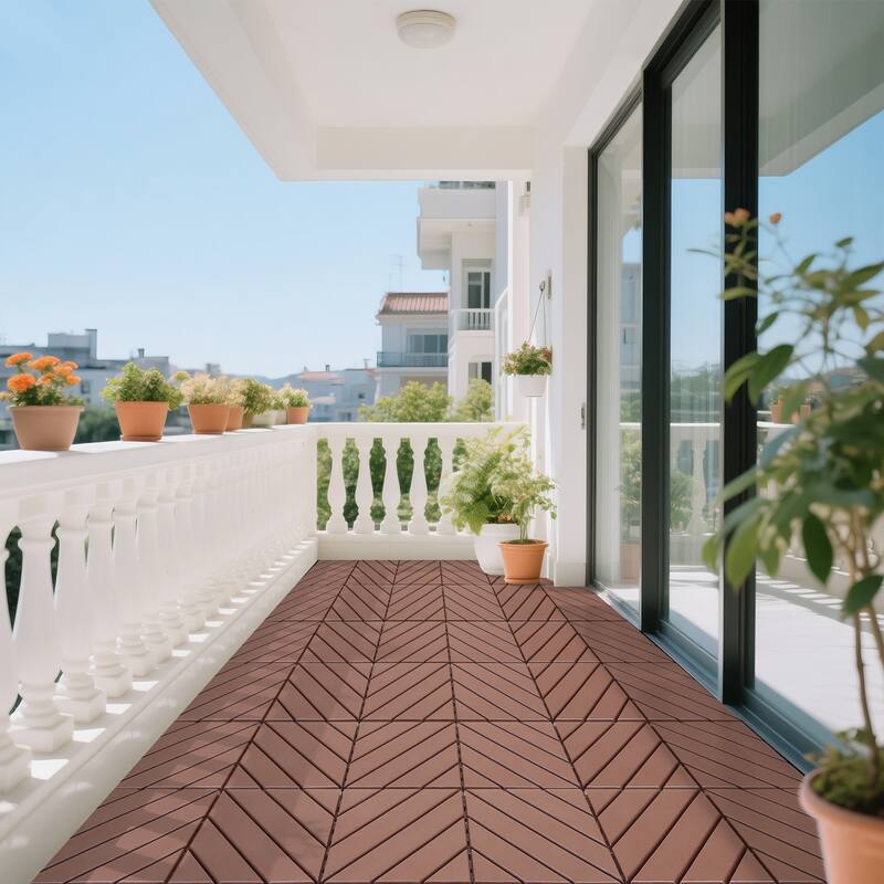 Plastic interlocking decking tiles, 44 packs of terrace decking tiles, 12 inches x 12 inches waterproof