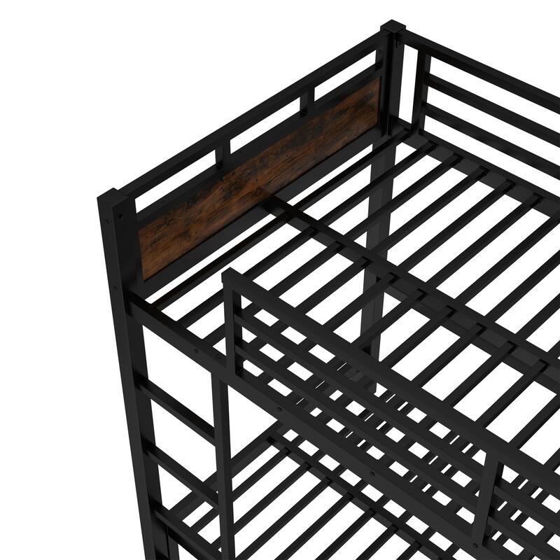 Twin XL over Twin XL Metal Bunk Bed/Metal Loft Bed and Metal Platform Beds,with raised security fence
