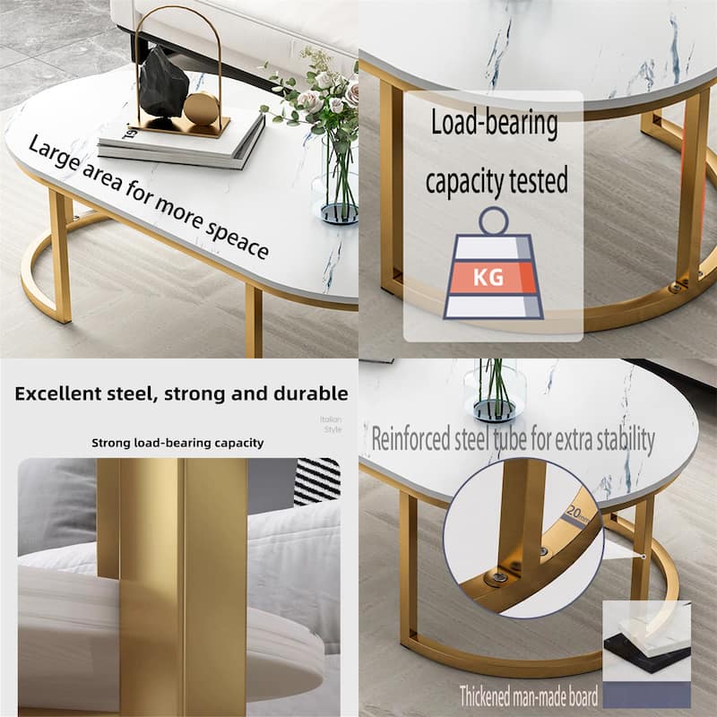 White Gold Coffee Table for Living Room