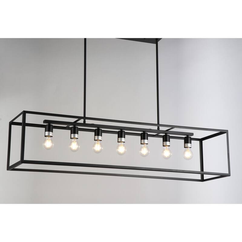 7-Light Pendant Light, Retro Revival Design, Modern Chandelier, Black Finish, Home Accent Lighting - 11