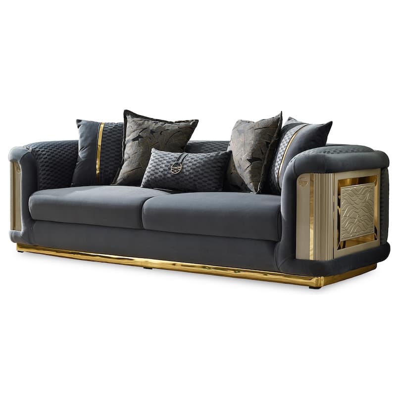Elise 3-piece Living room Set Pillow Back - Dark Grey