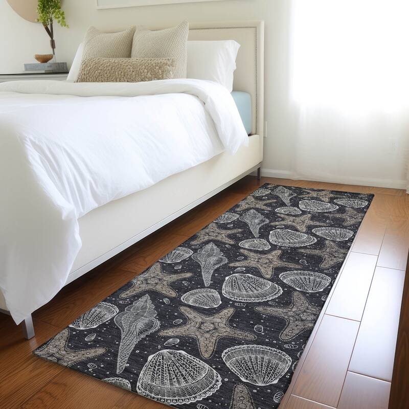 Premium Washable Super Soft Starfish Seashells Coastal Mayfield Rug - Midnight - 2' 3" x 7' 6" - Runner