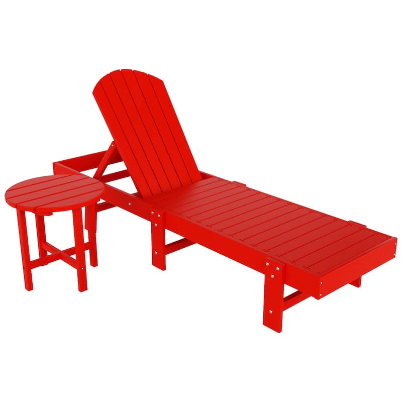 Polytrends Altura Poly Eco-Friendly All Weather Reclining Chaise Lounge with Arms & Side Table (2 Piece Set)