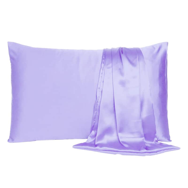 HomeRoots Purple Dreamy Set Of 2 Silky Satin Standard Pillowcases - Purple - Twin