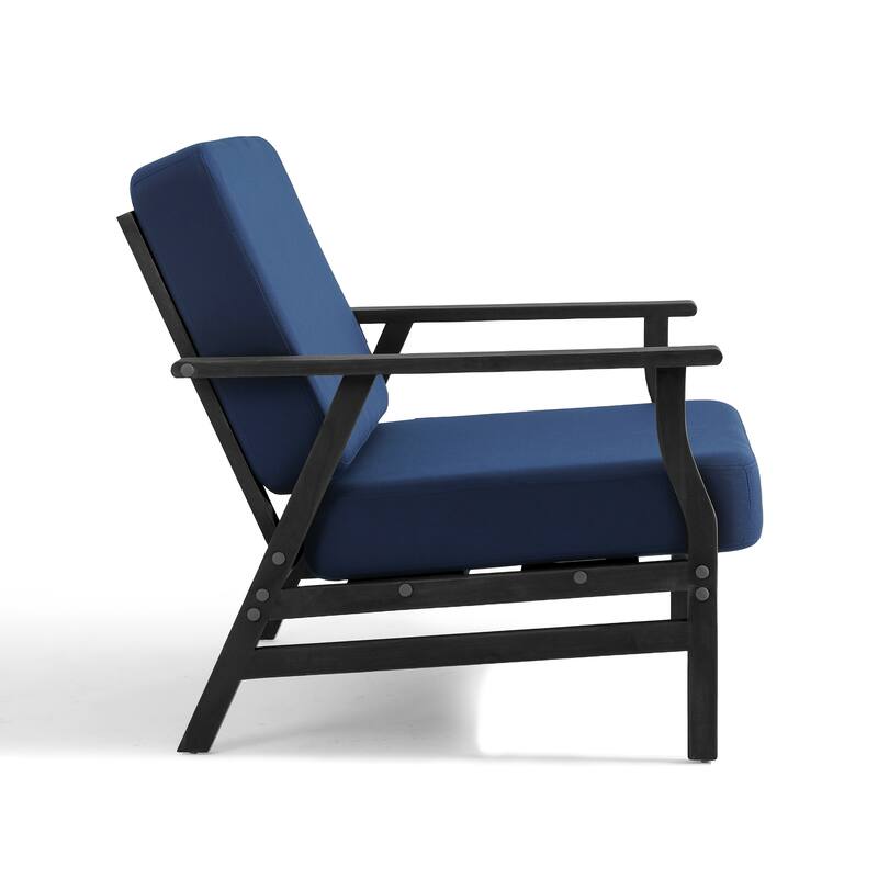 3 Piece Wood Patio Armchair Outdoor Bistro Set with Side Table