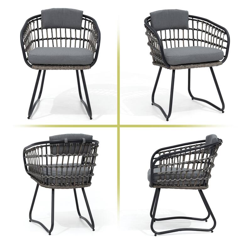 7/9-Piece Outdoor Dining Set Patio Aluminum Dining Table with Umbrella Hole and Rattan Chairs