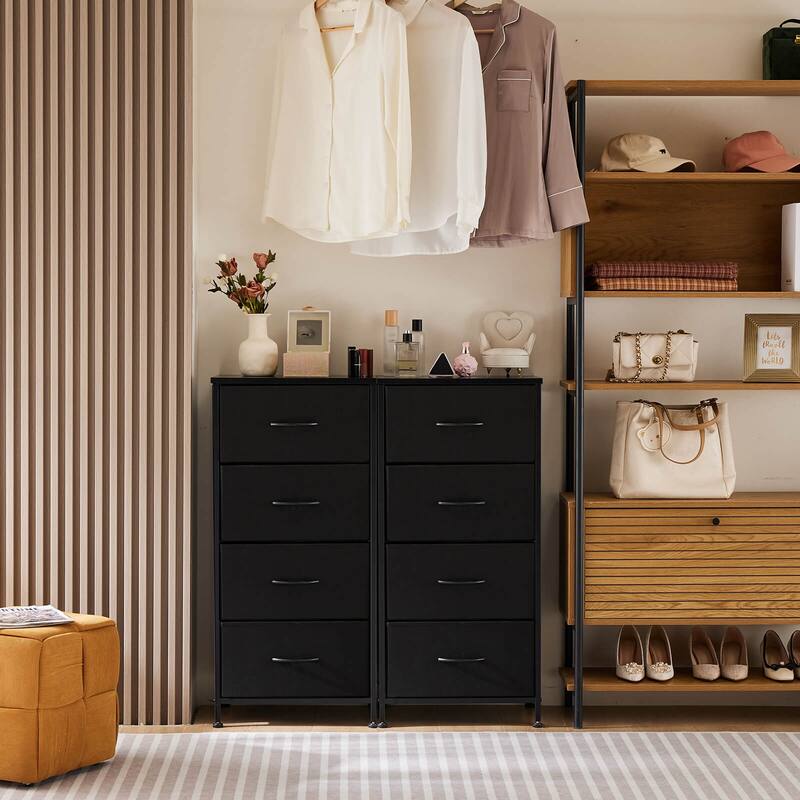 4-Drawer Vertical Chest with Metal Handle, Metal Frame and Wood Top for Bedroom